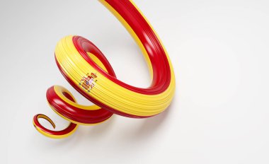 İspanya 'nın 3d Bayrağı 3 d Sarmal Parlak İspanya Bayrağı Beyaz Arkaplanda 3d Görüntü