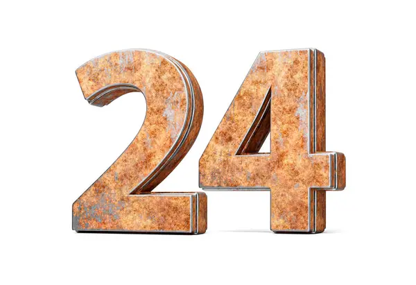 stock image Number Twenty Four 24 Digit Made Of Old Rusty Iron Metal Texture On White Background 3d Illustration