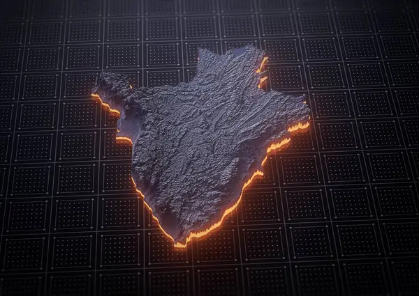 stock image Illuminated Burundi Data Map Highlighting Geographical Features Neon Glow Light 3D Illustration