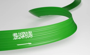 Suudi Arabistan 'ın 3d Bayrağı 3d Dalgalı Parlak Suudi Arabistan Kurdelesi Beyaz Arkaplanda 3d Görüntü