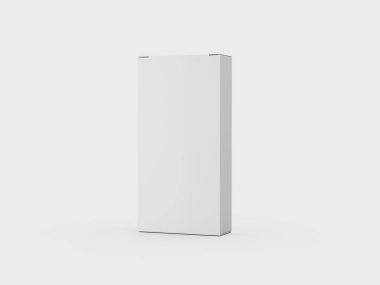 Dikey 3d Resimde Duran Paketleme Konsepti için Beyaz Dikdörtgen Karton Kutu ModeliName