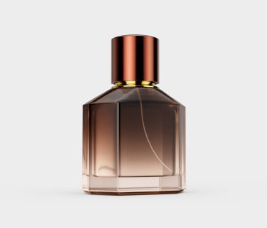 Zarif Amber Cilalı Parlak Cilalı Kristal Cam Parfüm Şişesi 3D Görüntü