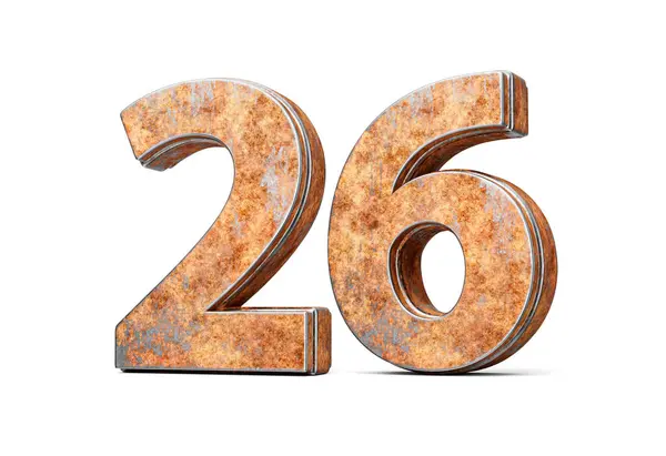 stock image Number Twenty Six 26 Digit Made Of Old Rusty Iron Metal Texture On White Background 3d Illustration