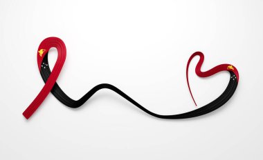 Papua Yeni Gine Kalbi 'nin 3d Bayrağı Dalgalı Farkındalık Kurdelesi Beyaz Flama 3d Görüntü