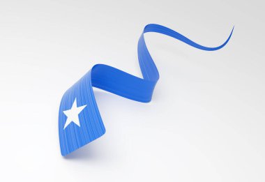 Somali 'nin 3d Bayrağı 3d Dalgalı Parlak Somali Kurdelesi Beyaz Arkaplanda 3d Görüntü