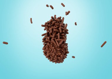 Çikolata parçacıklarından yapılmış Brigadeiro Brezilya Tatlı Topu ya da Meises 3 boyutlu Görüntü