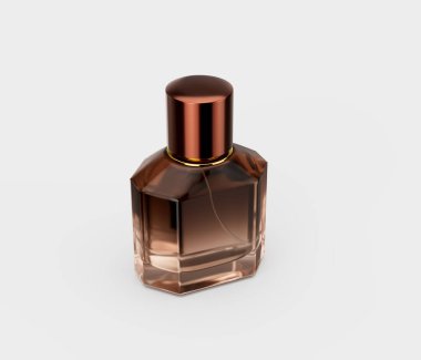 Zarif Amber Cilalı Parlak Cilalı Kristal Cam Parfüm Şişesi 3D Görüntü