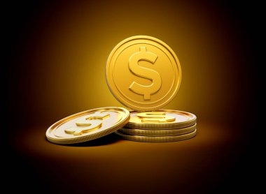 Yığınla Altın Parlak ABD Doları Parlak Altın Parlak Arkaplan 3D Görüntü
