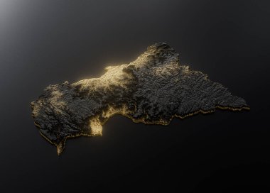 Orta Afrika Haritası Altın Metal Doku Haritası Altın Rezervleri ve Altın Madencilik Konsepti 3B İllüstrasyon