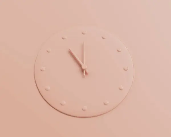 stock image A Minimalist Soft Pink Wall Clock Eleven O'Clock 11:00 O'Clock For Modern Interiors 3D Illustration