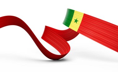 Senegal 'in 3d Bayrağı 3d Dalgalı Parlak Senegal Bayrakları Beyaz Arkaplanda 3d Görüntü
