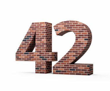 Kırk iki numaralı tuğla duvarı. Renkli tuğla duvarından yapılmış 42 basamaklı. 3 boyutlu resim.