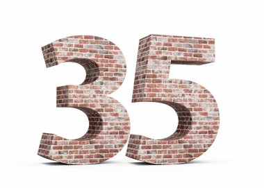 35 numara. Eski Grunge Duvarı 'ndan yapılmış 35 basamak. 3 boyutlu resim.