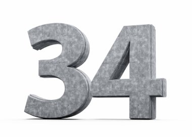 Beton Numara 34 Gri Beton Taş Yapımı 3D Görüntü