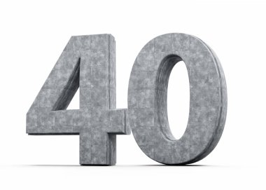 Beton Numara 40 Gri Beton Taş Yapımı Beyaz Arkaplan 3D İllüstrasyon