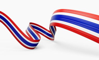 3 d Tayland Bayrağı 3 d Tayland Parlak Dalgalı Tayland Bayrakları Beyaz Arkaplanda 3d Görüntü