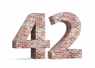 Kırk iki numara 42 haneli Eski Grunge Tuğla Dokuma Duvarı 3 boyutlu Görüntü