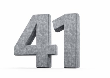 Kırk bir numaralı beton. Gri Beton Taştan Yapılan 41 basamaklı. Beyaz Arkaplan 3D Görüntü