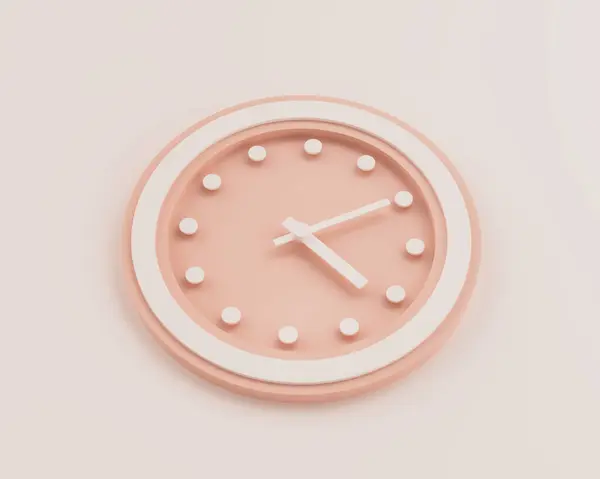 stock image Minimalist Pastel Pink And White Rounded Wall Clock 4:10 Four Ten 16:10 Time 3D Illustration