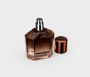 Zarif Amber Cilalanmış Cam Parfüm Şişesi Açık Cilalı 3 boyutlu Görüntü