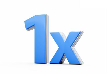 Mavi 1x Sembolü 1 x veya 1 kez Reklam ve Dinamik Satış Sunumları 3 boyutlu Resim