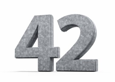 Beton Numara 42 Gri Beton Taş Yapımı Beyaz Arkaplan 3D İllüstrasyon