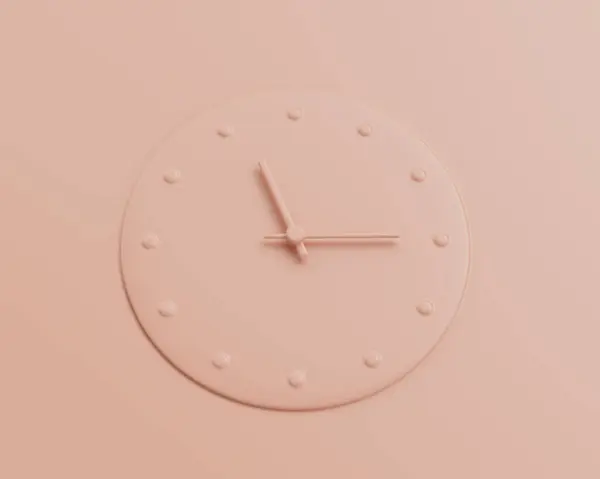 stock image A Minimalist Soft Pink Rounded Wall Clock Eleven Fifteen 11:15 For Modern Interiors 3D Illustration