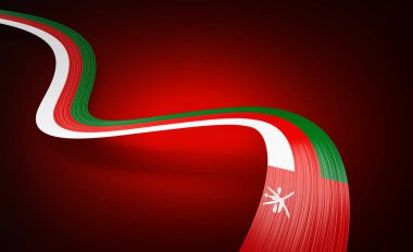 Umman Dalgalı Parlak Umman Bayrağı Parlayan Kırmızı Arkaplan 3D Görüntü İzole Edildi