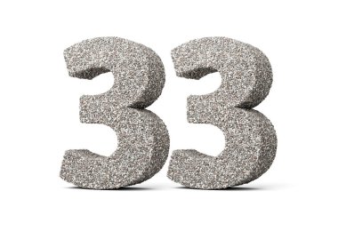 Number Thirty Three 33 Digit Made Of Rock Fragments Or Gravels On White Background 3d Illustration clipart