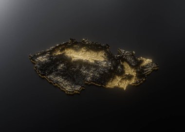 Çek Cumhuriyeti Altın Metalik Doku Haritası Altın Rezervleri ve Altın Madencilik Konsepti 3B İllüstrasyon