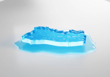 El Salvador 'un Su Haritası Derin Okyanusta Eriyen Buzul Isınması Mavi Su 3D İllüstrasyon