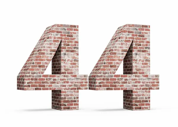 stock image Number Forty Four 44 Digit Made Of Old Grunge Texture Wall Of Bricks 3D Illustration