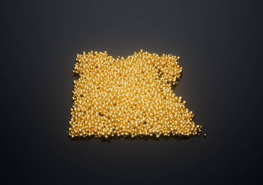 Mısır Haritası Yüksek Kaliteli Altın Parlak Metalik Boncuklar veya Üç Boyutlu Resimler