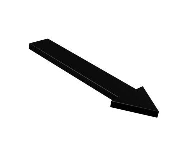 Parlak bir siyah ok, beyaz arkaplanda soldaki köşegenleri işaret ediyor.