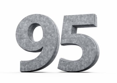 Beton Numarası 95. Gri Beton Taştan Yapım Beyaz Arkaplan 3D Görüntü