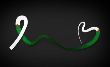 Cezayir 'in 3d Bayrağı 3d Parlak Cezayir Kurdelesi Siyah Arkaplanda İzole Edildi 3d Görüntü