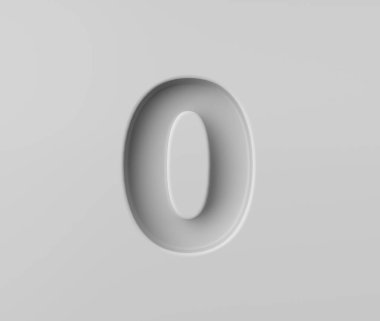 Sıfır numaralı parlak beyaz gölgeyle süslenmiş arka plan 3 boyutlu resimle.