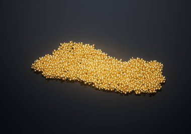 El Salvador Haritası Yüksek Kaliteli Pahalı Altın Parlak Metalik Boncuklar veya 3 boyutlu Resimler