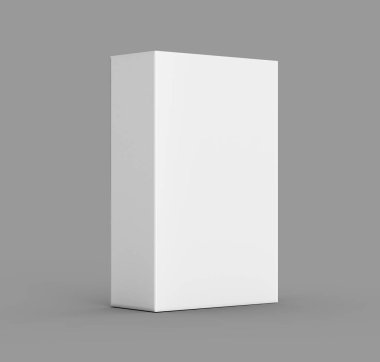 Dikey 3d Resimde Duran Paketleme Konsepti için Beyaz Dikdörtgen Karton Kutu ModeliName