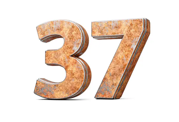 stock image Number Thirty Seven 37 Digit Made Of Old Rusty Iron Metal Texture White Background 3d Illustration