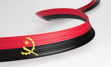 Angola 'nın 3d Bayrağı 3 d Dalgalı Parlak Angola Kurdelesi Beyaz Arkaplanda İzole Edildi 3d Görüntü