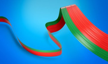 Belarus flag ribbon illustration on a Blue isolated background 3d illustration clipart