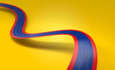 Belize 'nin 3d Bayrağı 3d Dalgalı Parlak Belize Kurdelesi Sarı Arkaplan 3d Görüntü İzole Edildi