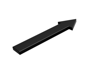 Gösterişli bir Siyah Ok Beyaz Arkaplan Üzerinde Artan Kavram 3B Resmini Gösteriyor