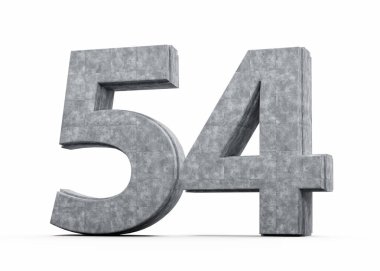 Concrete Number Fifty Four 54 Digit Made Of Grey Concrete Stone White Background 3d Illustration clipart