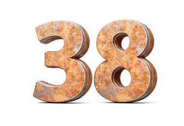 38 Numara eski paslı demir metal desenli 3D Görüntü