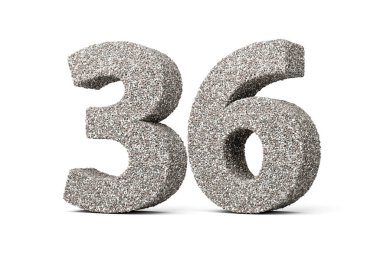 36.36 numara, kaya parçalarından ya da beyaz arka plandaki çakıl taşlarından yapılmış.