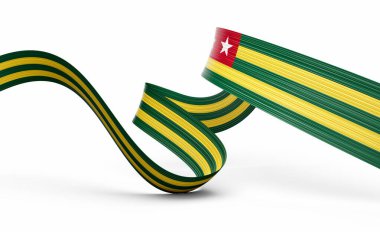 Togo 'nun 3d Bayrağı 3d Dalgalı Parlak Togo Kurdelesi Beyaz Arkaplanda İzole Edildi 3d Görüntü