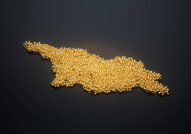 Gürcistan Haritası Yüksek Kaliteli Altın Parlak Metalik Boncuklar veya Üç Boyutlu Resimler