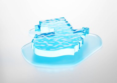 Guatemala 'nın Buz Haritası Derin Okyanusta Eriyen Buzul Mavi Su 3D İllüstrasyon